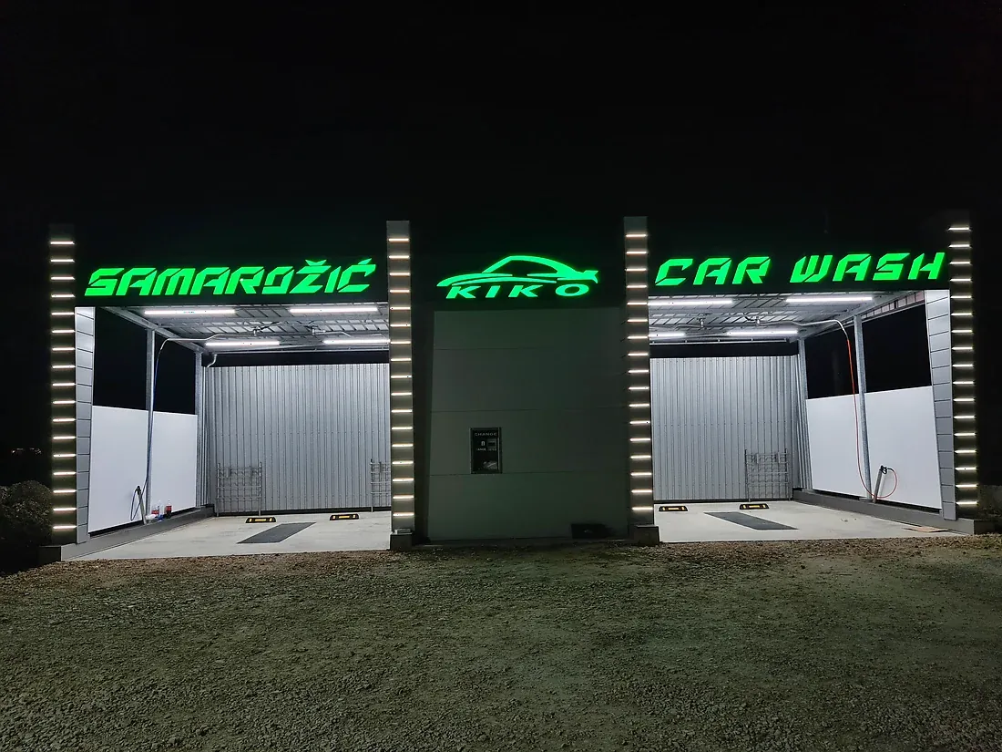 Svetleća 3D slova noću - Garmagic Car Wash